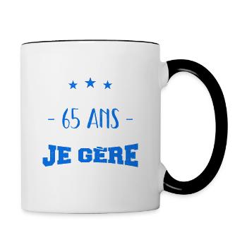 Oui, j'ai 65 ans mais t'inquiète, je gère - Mug contrasté - blanc/noir - Droite