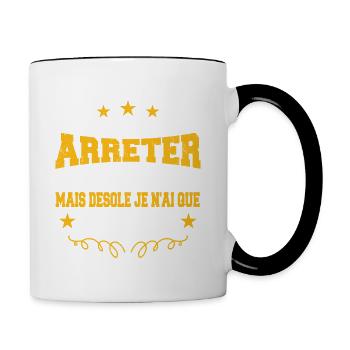 conneries 68 ans / cadeau anniversaire 60 ans - Mug contrasté - blanc/noir - Droite