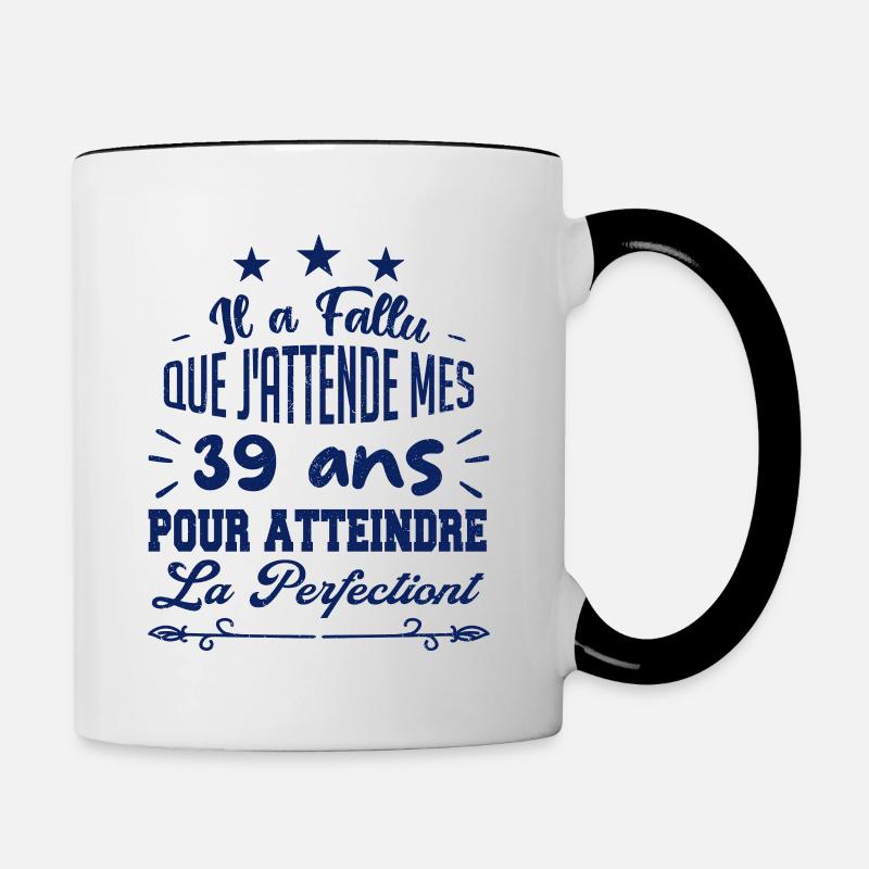 39 ans / perfection - Mug contrasté - blanc/noir