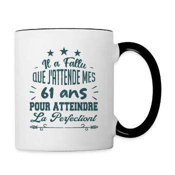 61 ans / perfection - Mug contrasté - blanc/noir - Droite