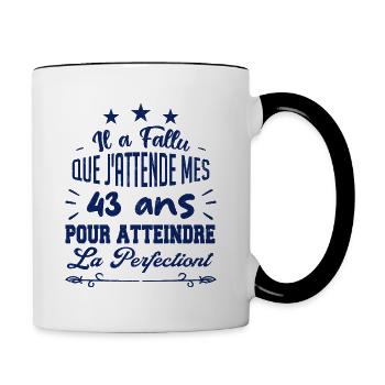 43 ans / perfection - Mug contrasté - blanc/noir - Droite