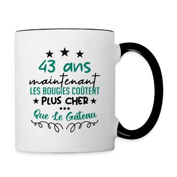 humour anniversaire 43 ans - Mug contrasté - blanc/noir - Droite
