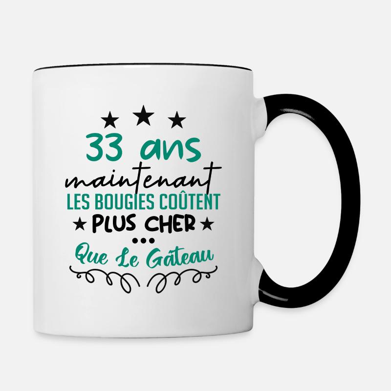 humour anniversaire 33 ans - Mug contrasté - blanc/noir