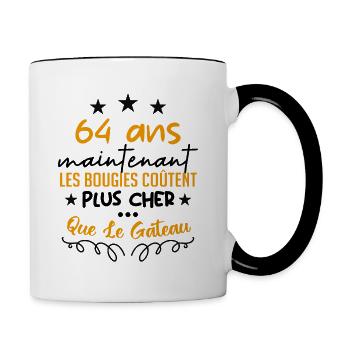 humour anniversaire 64 ans - Mug contrasté - blanc/noir - Droite