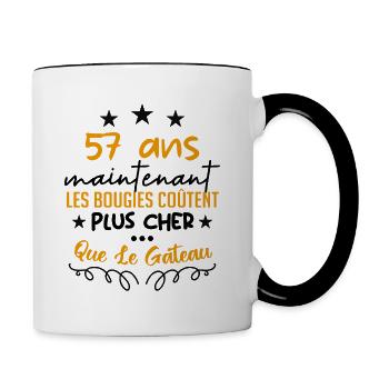 humour anniversaire 57 ans - Mug contrasté - blanc/noir - Droite