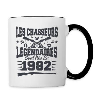 Chasseur légendaire nées en 1982 anniversaire - Mug contrasté - blanc/noir - Droite