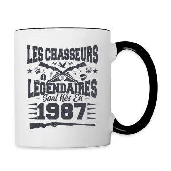 Chasseur légendaire nées en 1987 anniversaire - Mug contrasté - blanc/noir - Droite