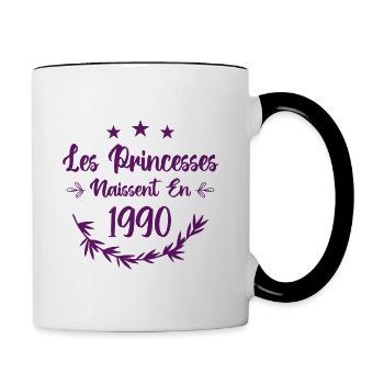 Les princesses naissent en 1990 - Mug contrasté - blanc/noir - Droite