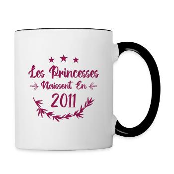 Les princesses naissent en 2011 - Mug contrasté - blanc/noir - Droite