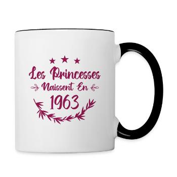Les princesses naissent en 1963 - Mug contrasté - blanc/noir - Droite