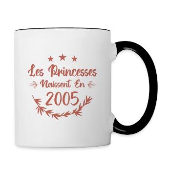Les princesses naissent en 2005 - Mug contrasté - blanc/noir - Droite