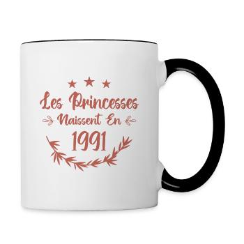 Les princesses naissent en 1991 - Mug contrasté - blanc/noir - Droite