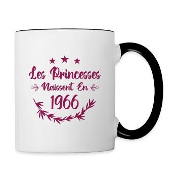 Les princesses naissent en 1966 - Mug contrasté - blanc/noir - Droite