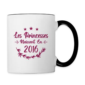 Les princesses naissent en 2016 - Mug contrasté - blanc/noir - Droite