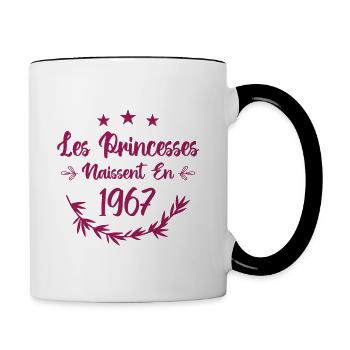 Les princesses naissent en 1967 - Mug contrasté - blanc/noir - Droite
