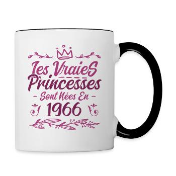 Les Vraies Princesses Sont Nées En 1966 - Mug contrasté - blanc/noir - Droite