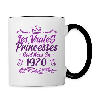Les Vraies Princesses Sont Nées En 1970 - Mug contrasté - blanc/noir - Droite