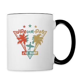 Je peux pas j'ai surf - Mug contrasté - blanc/noir - Droite