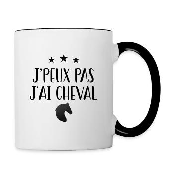 j'peux pas j'ai cheval - Mug contrasté - blanc/noir - Droite