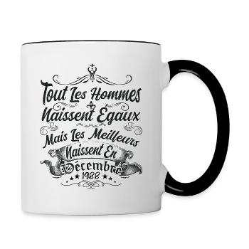 les meilleurs naissent en décembre / Décembre 1988 - Mug contrasté - blanc/noir - Droite