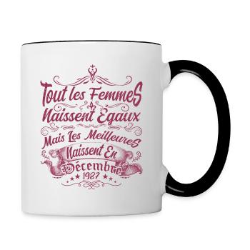 les meilleures naissent en décembre, Décembre 1987 - Mug contrasté - blanc/noir - Droite