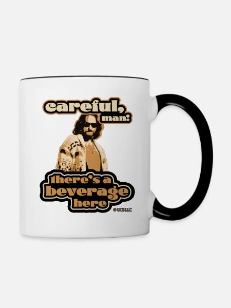 The Big Lebowski - Dude Citat Forsigtig mand ... - Tofarvet krus - hvid/sort