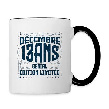 Anniversaire Décembre 13 ans, Cadeau Anniversaire - Mug contrasté - blanc/noir - Droite