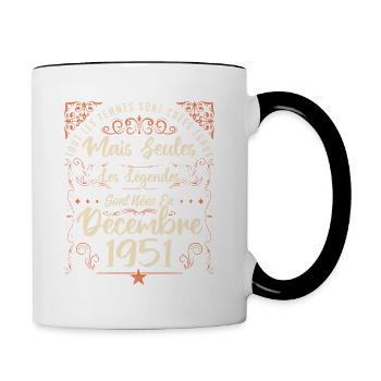 Légendes Sont Nées En Décembre 1951 édition limité - Mug contrasté - blanc/noir - Droite