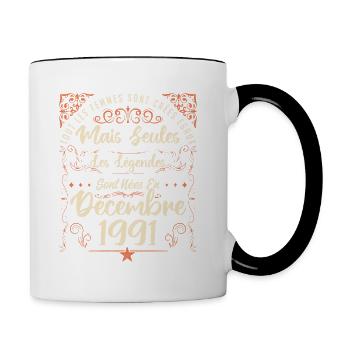 Légendes Sont Nées En Décembre 1991 édition limité - Mug contrasté - blanc/noir - Droite