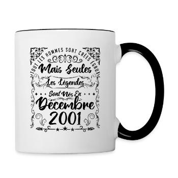 Légendes Sont Nées En Décembre 2001, Anniversaire - Mug contrasté - blanc/noir - Droite