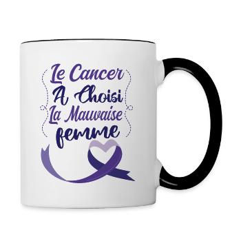 Le Cancer A Choisi La Mauvaise Femme, Octobre Rose - Mug contrasté - blanc/noir - Droite