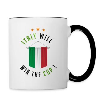 Italien wird den Pokal gewinnen! - Tasse zweifarbig - Weiß/Schwarz - Rechts