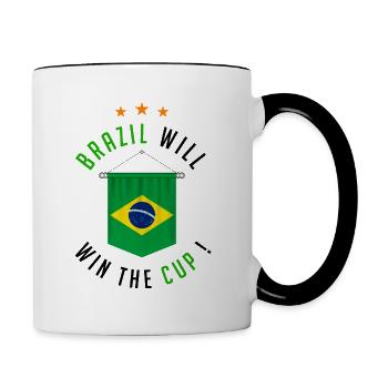Brasilien wird den Pokal gewinnen! - Tasse zweifarbig - Weiß/Schwarz - Rechts