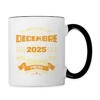 MILLÉSIME DÉCEMBRE 2025 ORIGINAL PIÈCES - Mug contrasté - blanc/noir - Droite