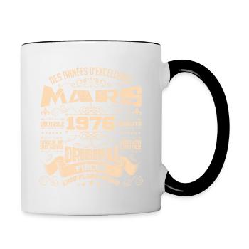 Anniversaire Vintage Né(e) en Mars 1976 - Mug contrasté - blanc/noir - Droite