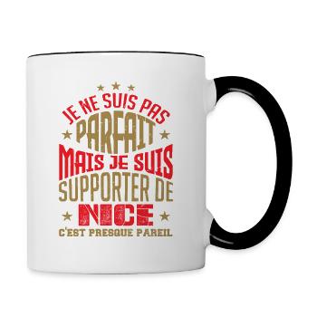 Cadeau Supporter de Nice Foot - Mug contrasté - blanc/noir - Droite