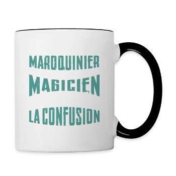 Je Suis Maroquinier Pas Magicien - Mug contrasté - blanc/noir - Droite