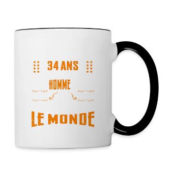 34 ans, Homme parfait, cadeau anniversaire 34ans - Mug contrasté - blanc/noir - Droite