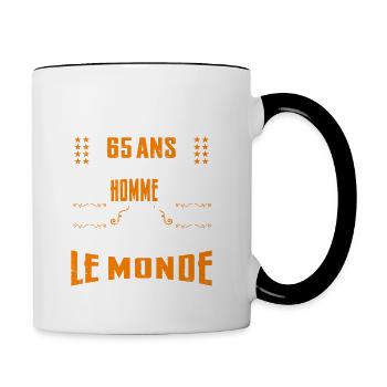 65 ans, Homme parfait, cadeau anniversaire 65ans - Mug contrasté - blanc/noir - Droite