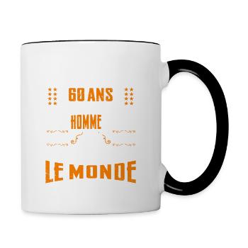 60 ans, Homme parfait, cadeau anniversaire 60ans - Mug contrasté - blanc/noir - Droite