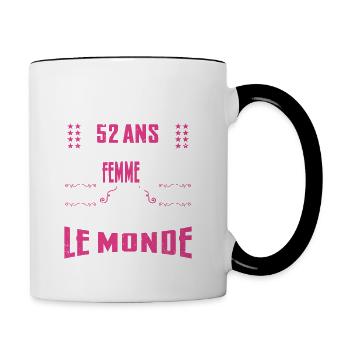 52 ans, Femme parfaite, cadeau anniversaire 52ans - Mug contrasté - blanc/noir - Droite