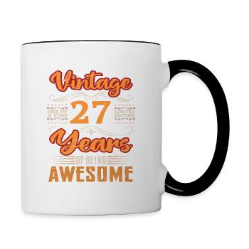 Vintage | 27 anniversaire idées cadeaux - Mug contrasté - blanc/noir - Droite