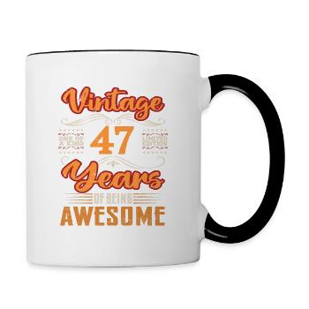 Vintage | 47 anniversaire idées cadeaux - Mug contrasté - blanc/noir - Droite