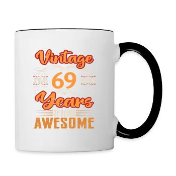Vintage | 69 anniversaire idées cadeaux - Mug contrasté - blanc/noir - Droite