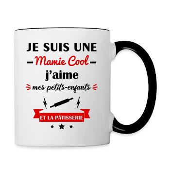 Mamie cool pâtisserie, fête des grands-mères - Mug contrasté - blanc/noir - Droite