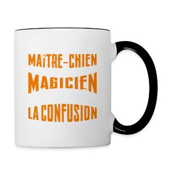Je Suis maître chien Pas Magicien - Mug contrasté - blanc/noir - Droite