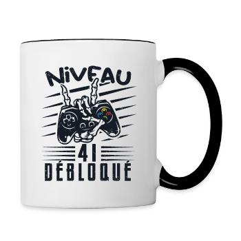Niveau 41 Débloqué | cadeau de joueur - Mug contrasté - blanc/noir - Droite