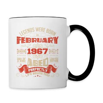 Legends were born in February 1967 | gift - Mug contrasté - blanc/noir - Droite