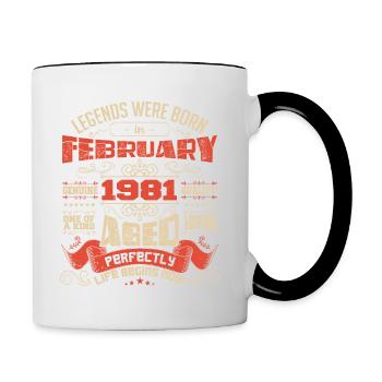 Legends were born in February 1981 | gift - Mug contrasté - blanc/noir - Droite