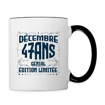 DÉCEMBRE 47 Ans | Édition limitée - Mug contrasté - blanc/noir - Droite